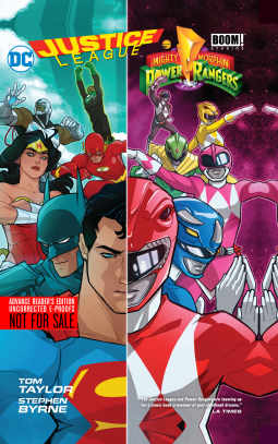 book cover for Justice League/Power Rangers