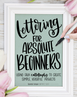 book cover for Lettering for Absolute Beginners Workbook