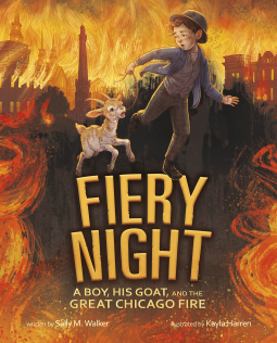 book cover for Fiery Night: A Boy, His Goat, and the Great Chicago Fire