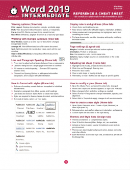 book cover for Word 2019 Intermediate Desktop Reference and Cheat Sheet