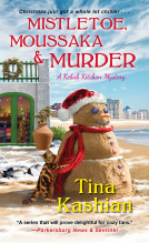 book cover for Mistletoe, Moussaka, and Murder