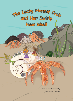 book cover for The Lucky Hermit Crab and Her Swirly New Shell