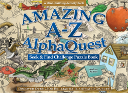 book cover for Amazing A–Z AlphaQuest Seek & Find Challenge Puzzle Book