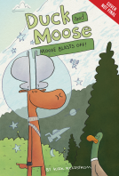 book cover for Duck and Moose: Moose Blasts Off!