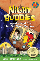 book cover for Night Buddies, Impostors, and One Far-Out Flying Machine