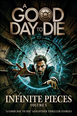 book cover for Infinite Pieces Volume 3: “A Good Day To Die” and Other Thriller Stories