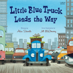 book cover for Little Blue Truck Leads the Way