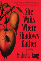book cover for She Waits Where Shadows Gather