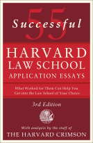 book cover for 55 Successful Harvard Law School Application Essays, 3rd Edition