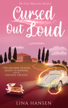 book cover for Cursed Out Loud: A hilarious paranormal cozy murder mystery and fantasy featuring a witty female amateur sleuth