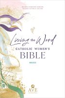 book cover for Living the Word Catholic Women's Study Bible RSV2CE: Full-Color, Single Column Hardcover with Wide Margins, Journal and Note-Taking Space, Full-Color Features Saints Quotes and Cross-References
