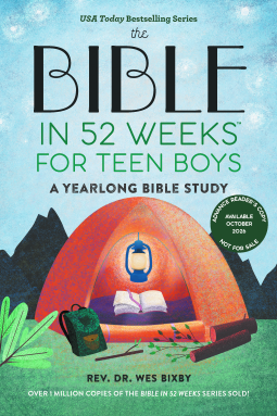 book cover for The Bible in 52 Weeks for Teen Boys
