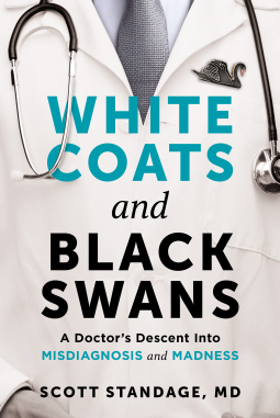 book cover for White Coats and Black Swans